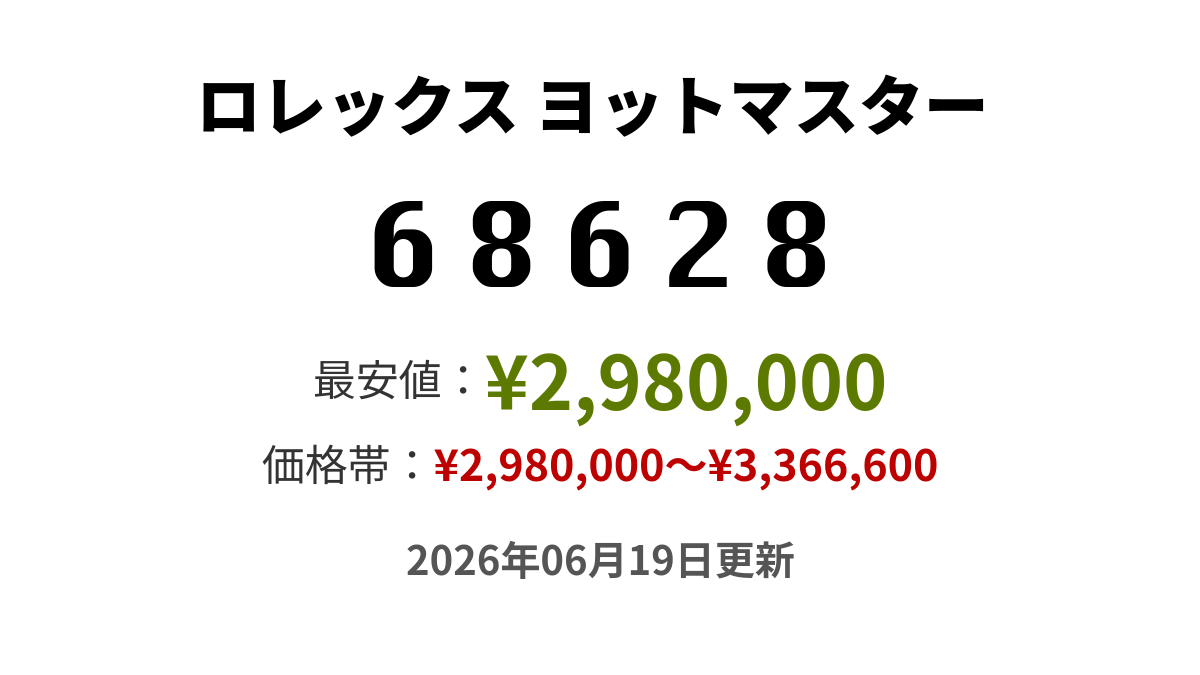 68628の価格・値段 - ロレックス ヨットマスター - 腕時計投資.com
